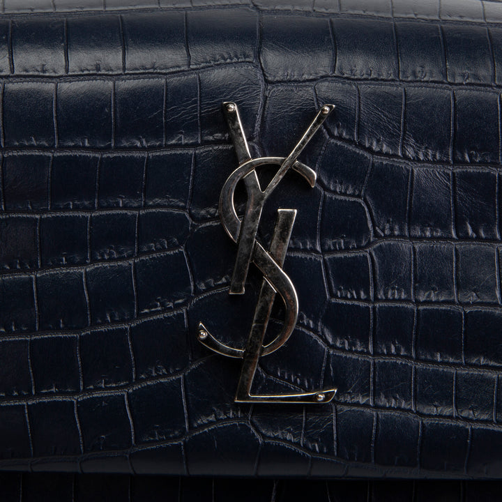 SAINT LAURENT West Hollywood Croc Embossed - Navy