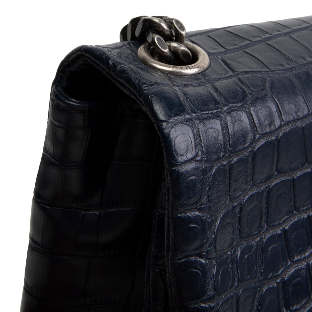 SAINT LAURENT West Hollywood Croc Embossed - Navy