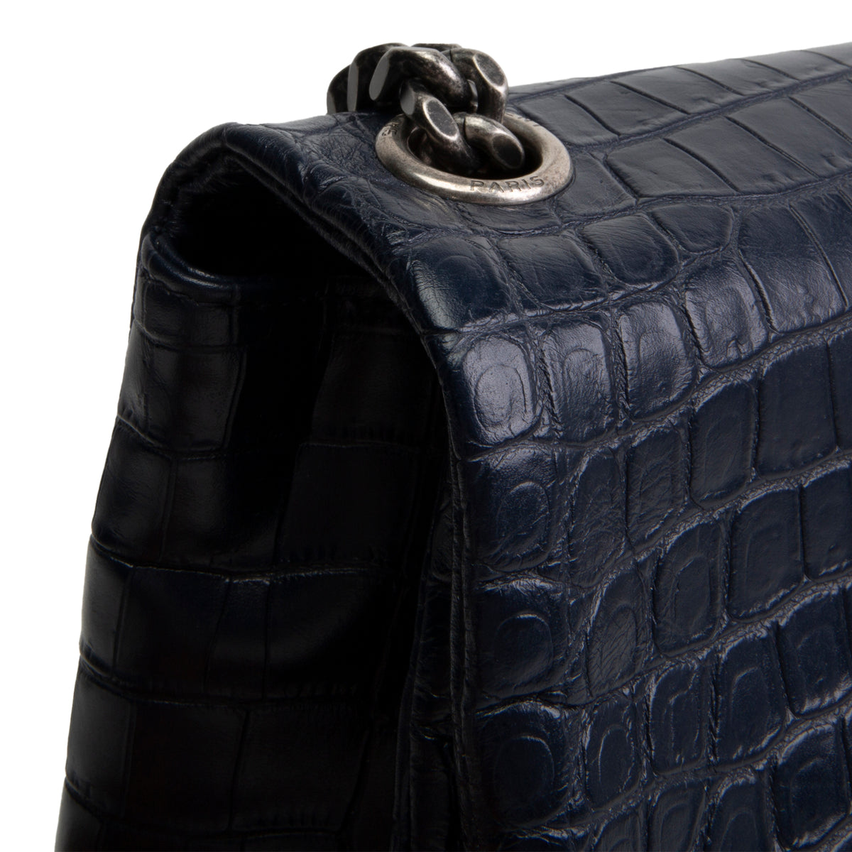 SAINT LAURENT West Hollywood Croc Embossed - Navy