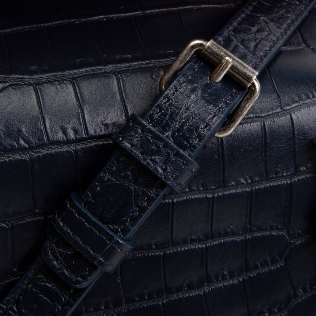 SAINT LAURENT West Hollywood Croc Embossed - Navy