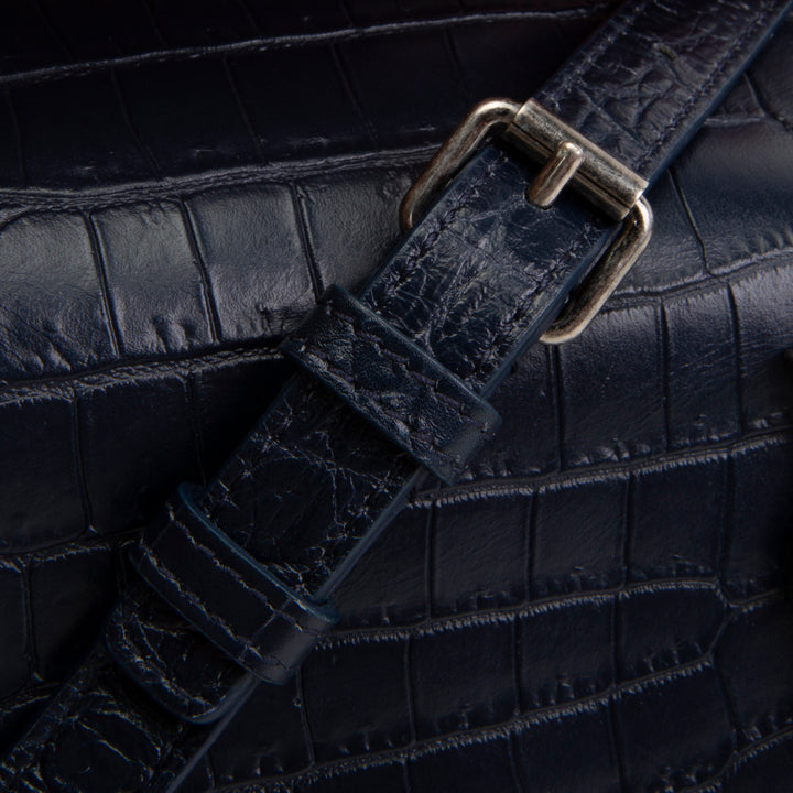 SAINT LAURENT West Hollywood Croc Embossed - Navy