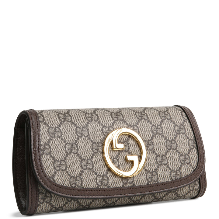 GUCCI GG Supreme Blondie Continental Chain Wallet - Beige &amp; Ebony