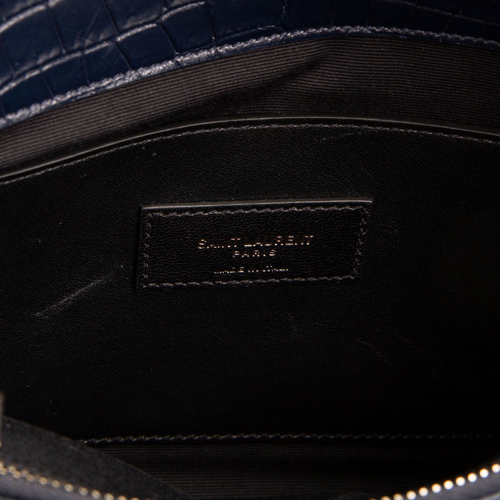 SAINT LAURENT West Hollywood Croc Embossed - Navy