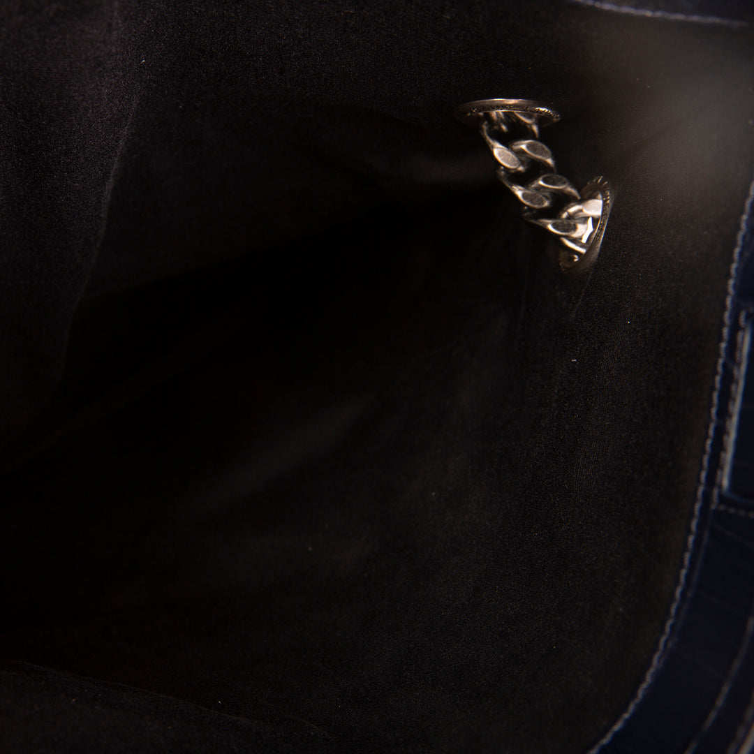 SAINT LAURENT West Hollywood Croc Embossed - Navy