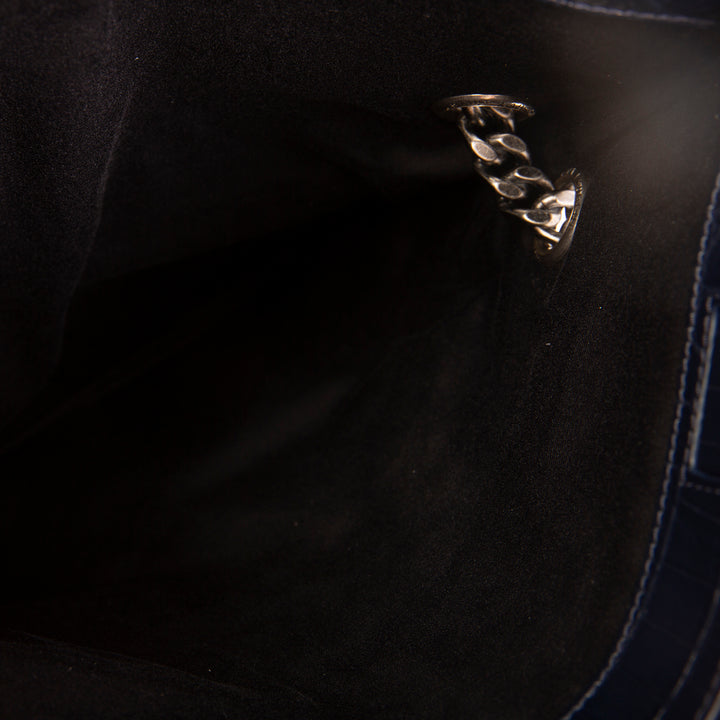 SAINT LAURENT West Hollywood Croc Embossed - Navy