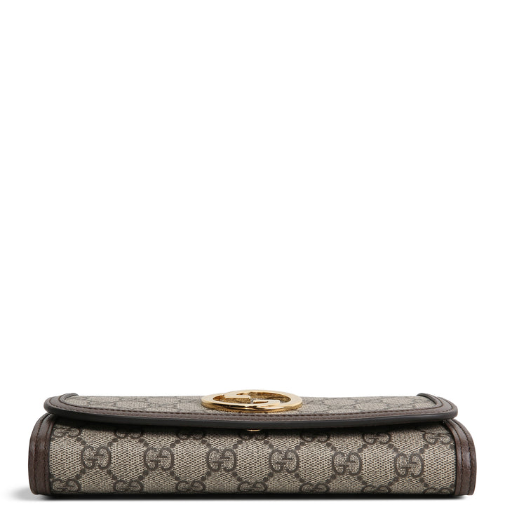GUCCI GG Supreme Blondie Continental Chain Wallet - Beige &amp; Ebony