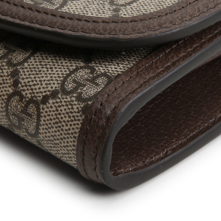 GUCCI GG Supreme Blondie Continental Chain Wallet - Beige &amp; Ebony