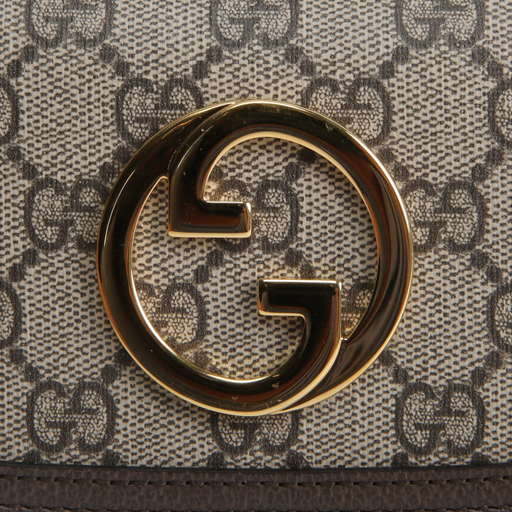 GUCCI GG Supreme Blondie Continental Chain Wallet - Beige &amp; Ebony