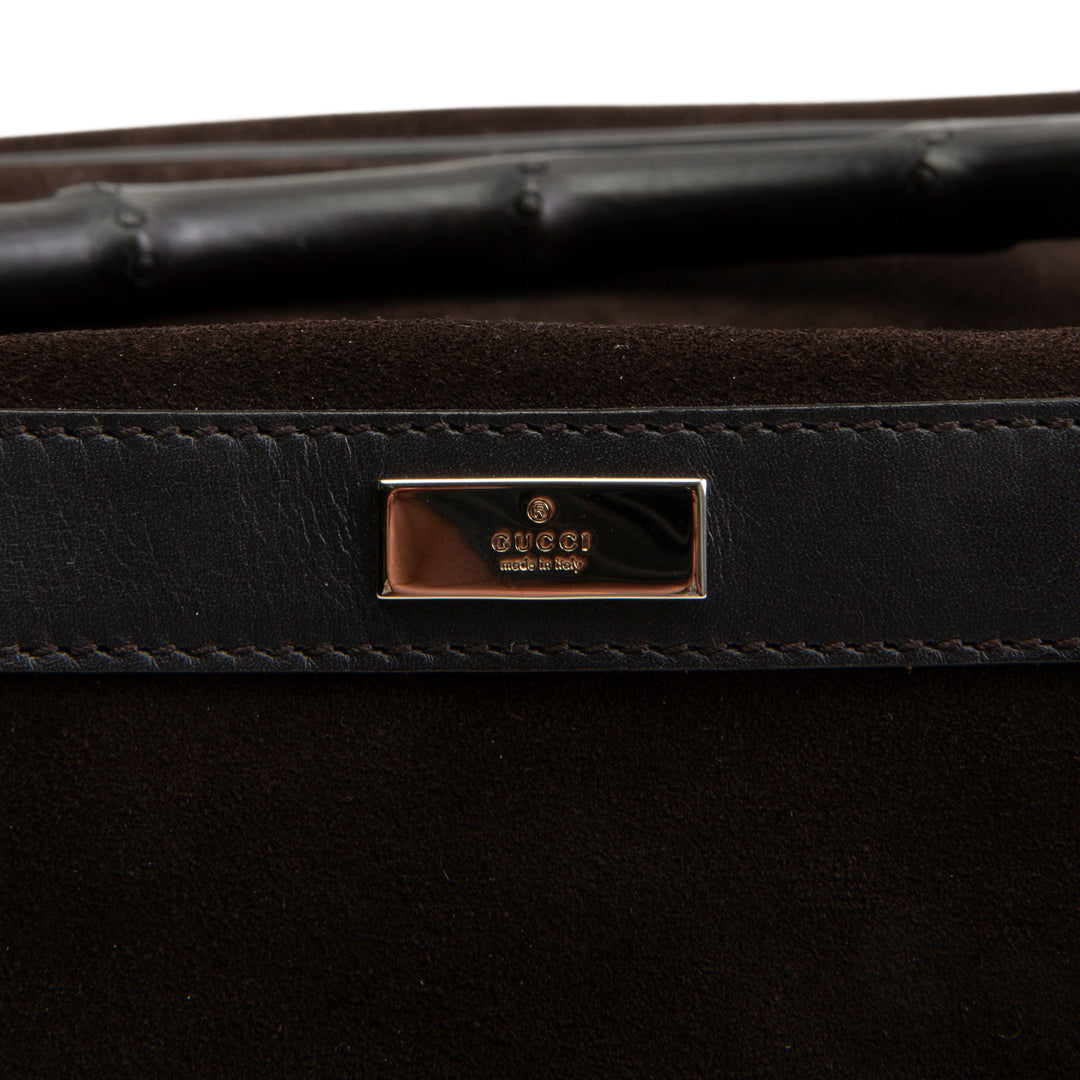 GUCCI Suede Bamboo Top Handle
