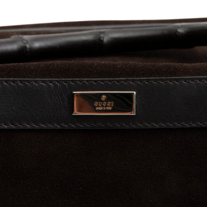 GUCCI Suede Bamboo Top Handle