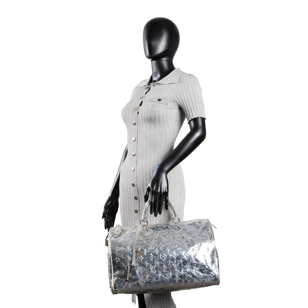 LOUIS VUITTON Speedy 35 - Miroir Patent - Silver OUTLET FINAL SALE