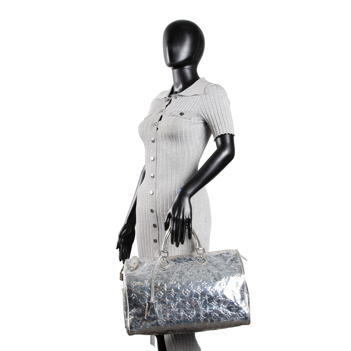 LOUIS VUITTON Speedy 35 - Miroir Patent - Silver OUTLET FINAL SALE