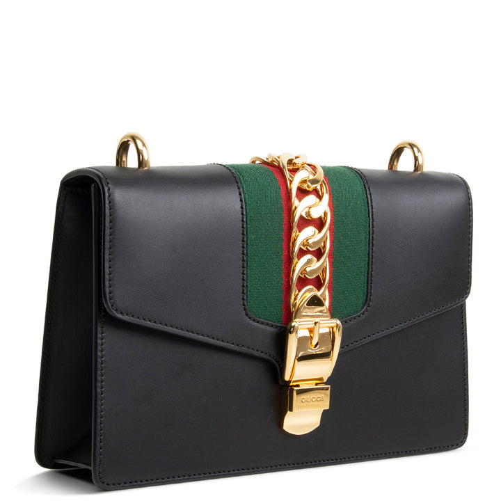 GUCCI Small Sylvie Shoulder Bag - Black