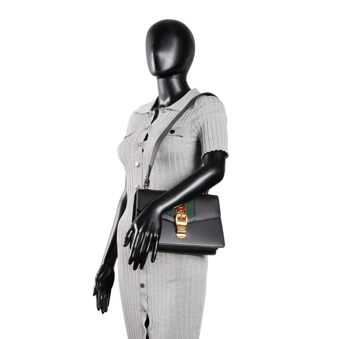 GUCCI Small Sylvie Shoulder Bag - Black