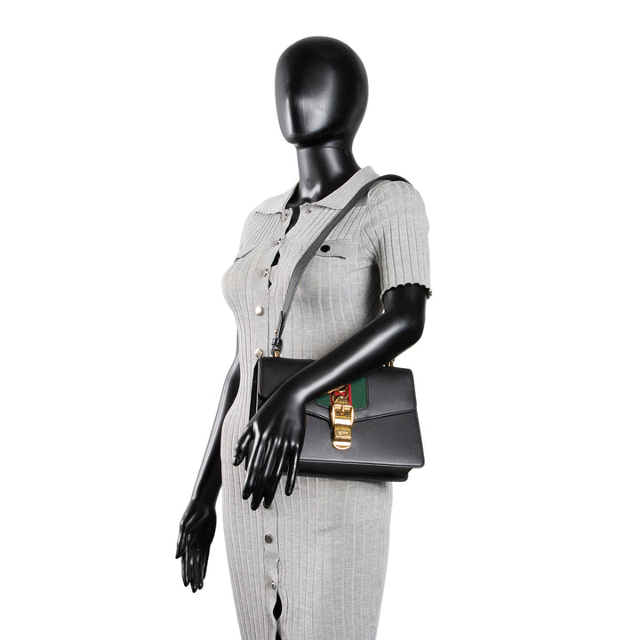 GUCCI Small Sylvie Shoulder Bag - Black