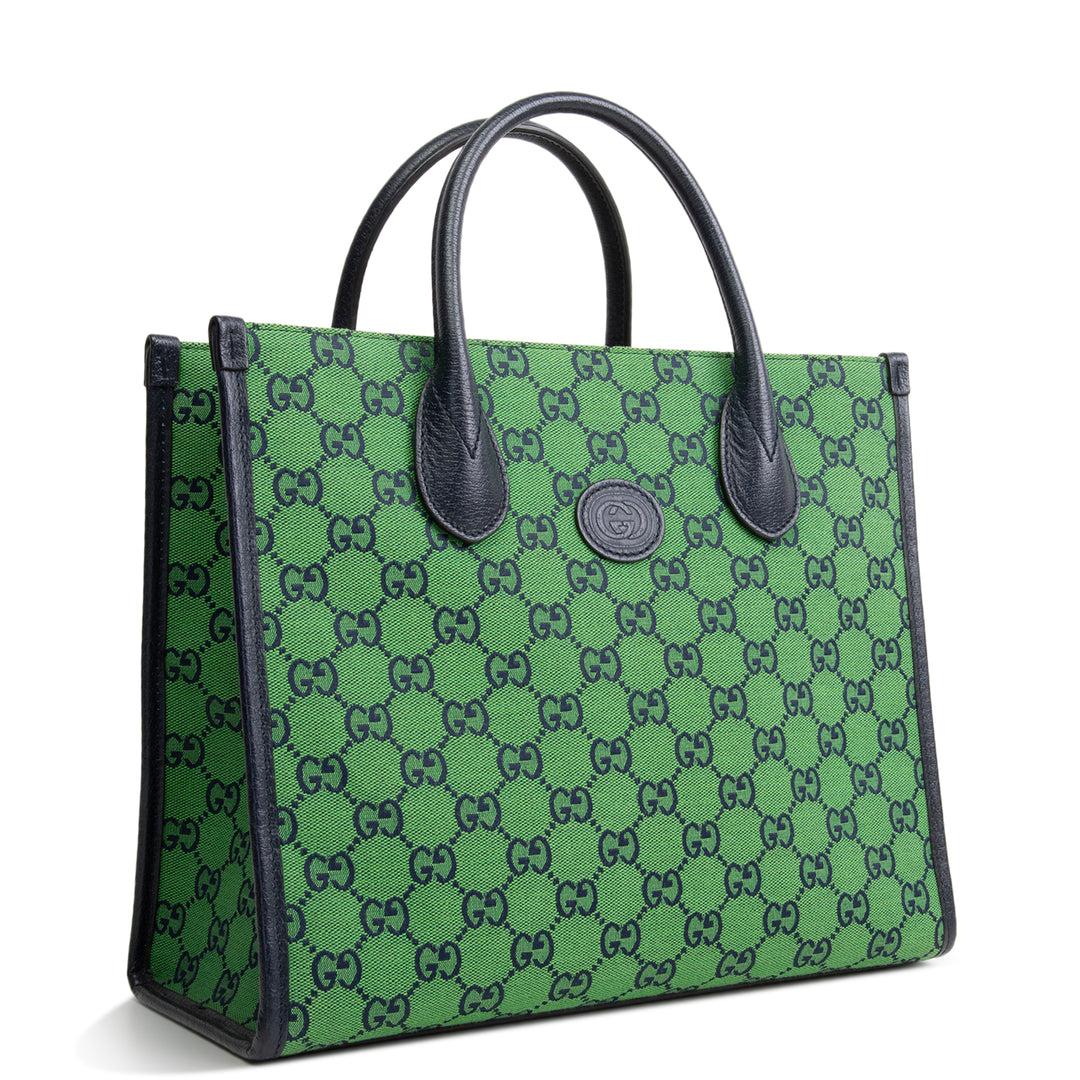 GUCCI GG Canvas Interlocking G Tote - Green