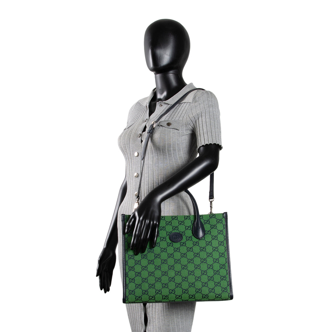 GUCCI GG Canvas Interlocking G Tote - Green