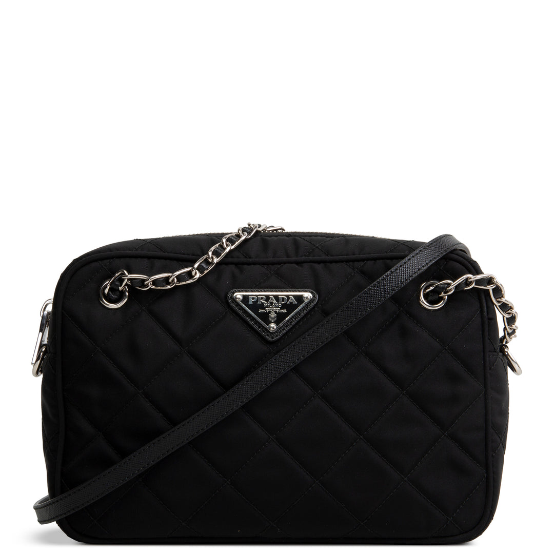 PRADA Tessuto Nylon Impuntu Shoulder Bag - Black