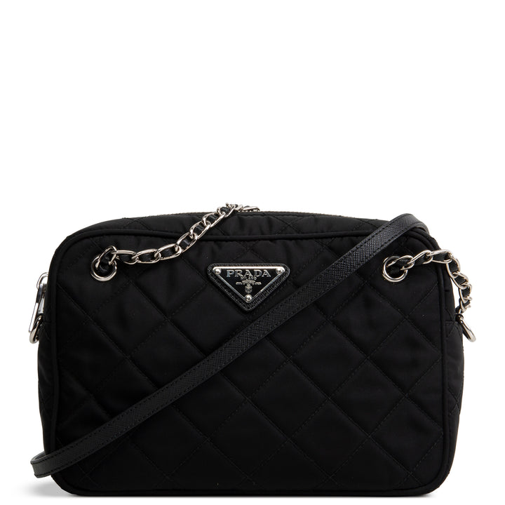 PRADA Tessuto Nylon Impuntu Shoulder Bag - Black