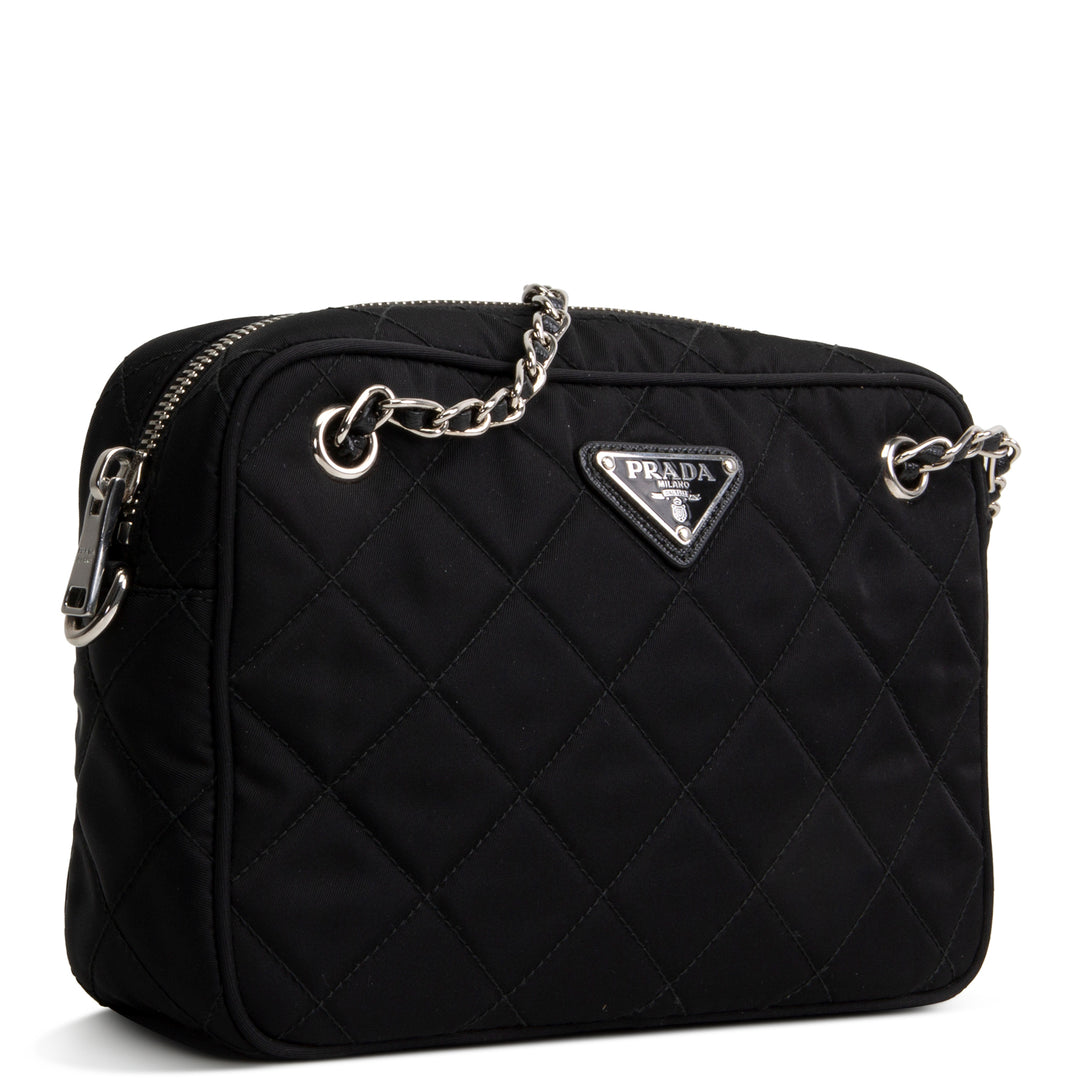 PRADA Tessuto Nylon Impuntu Shoulder Bag - Black