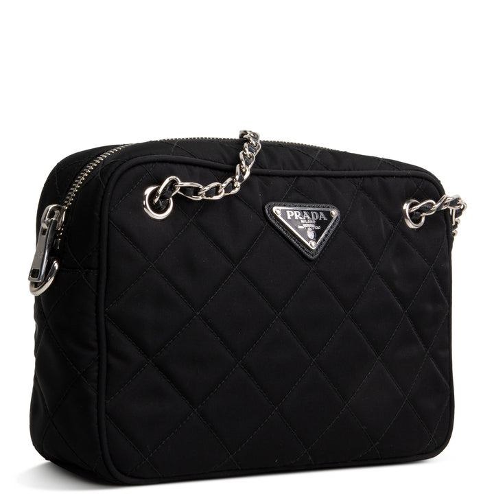 PRADA Tessuto Nylon Impuntu Shoulder Bag - Black