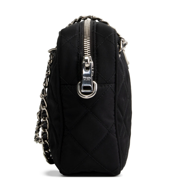 PRADA Tessuto Nylon Impuntu Shoulder Bag - Black