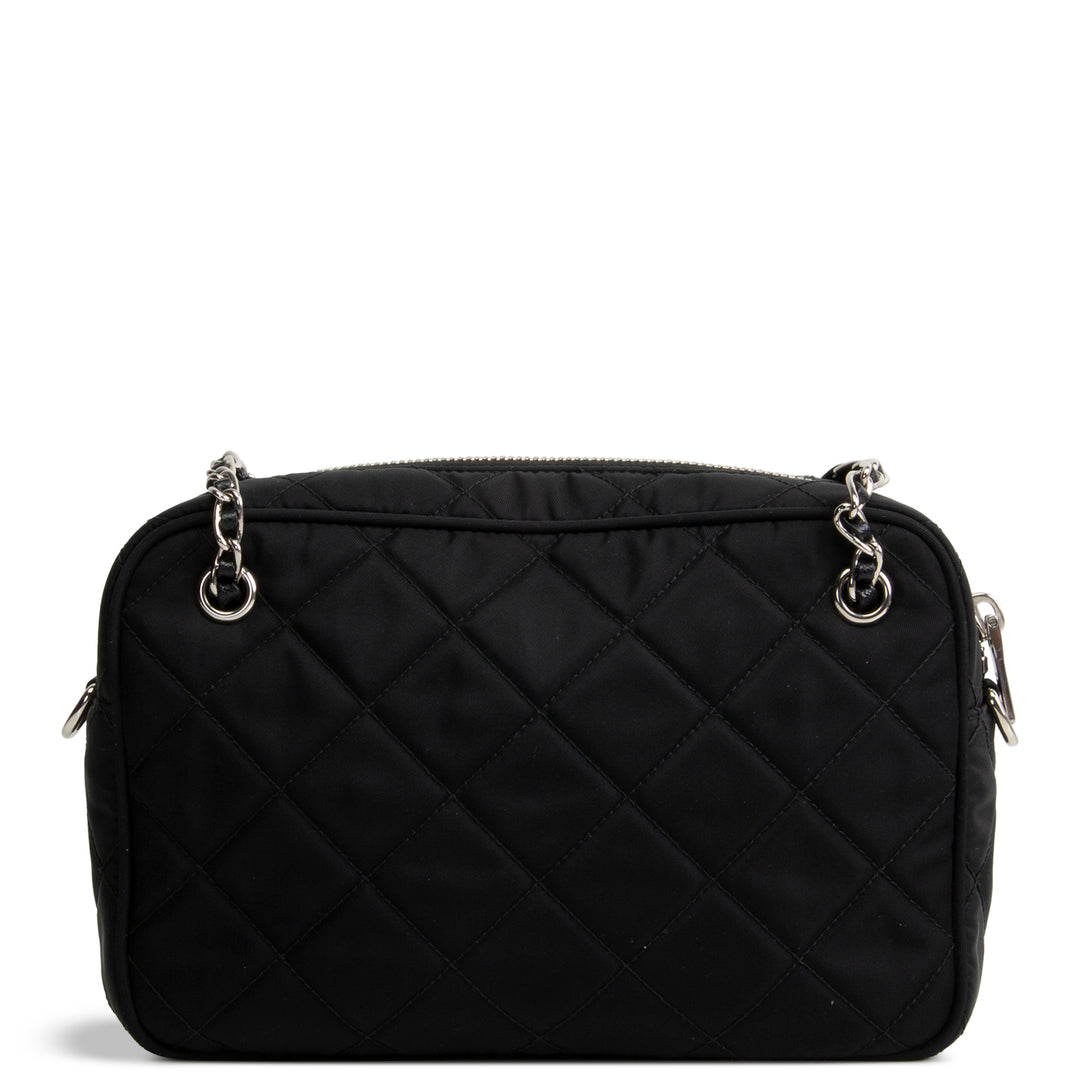PRADA Tessuto Nylon Impuntu Shoulder Bag - Black