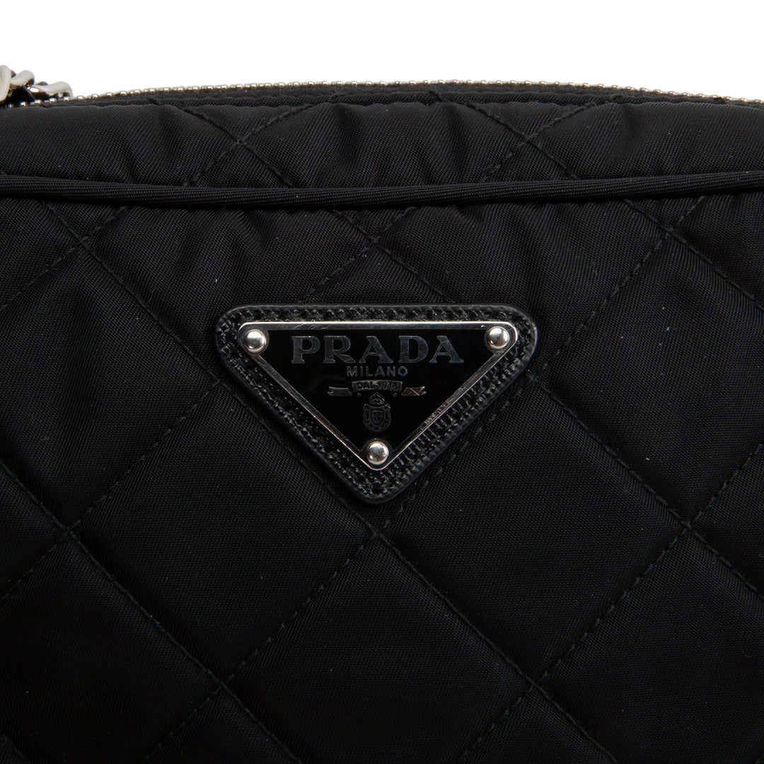 PRADA Tessuto Nylon Impuntu Shoulder Bag - Black