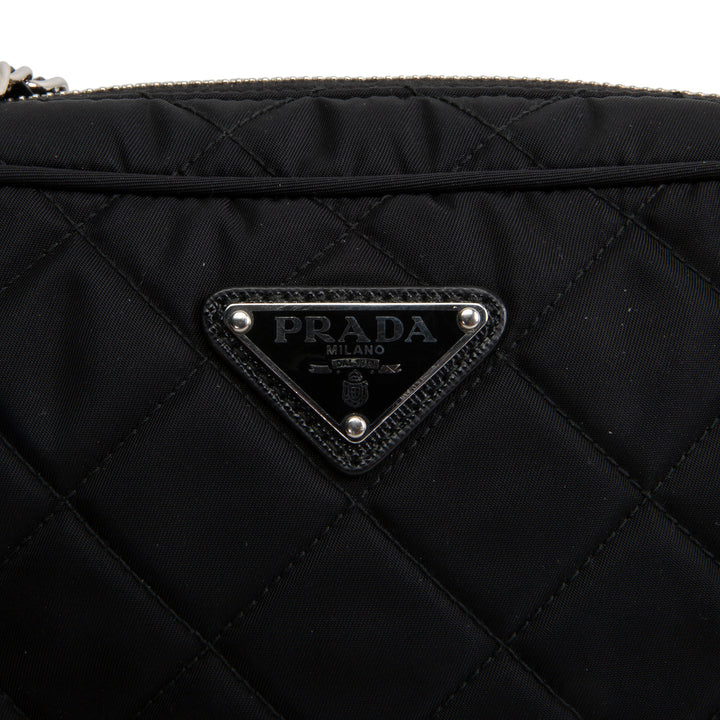 PRADA Tessuto Nylon Impuntu Shoulder Bag - Black