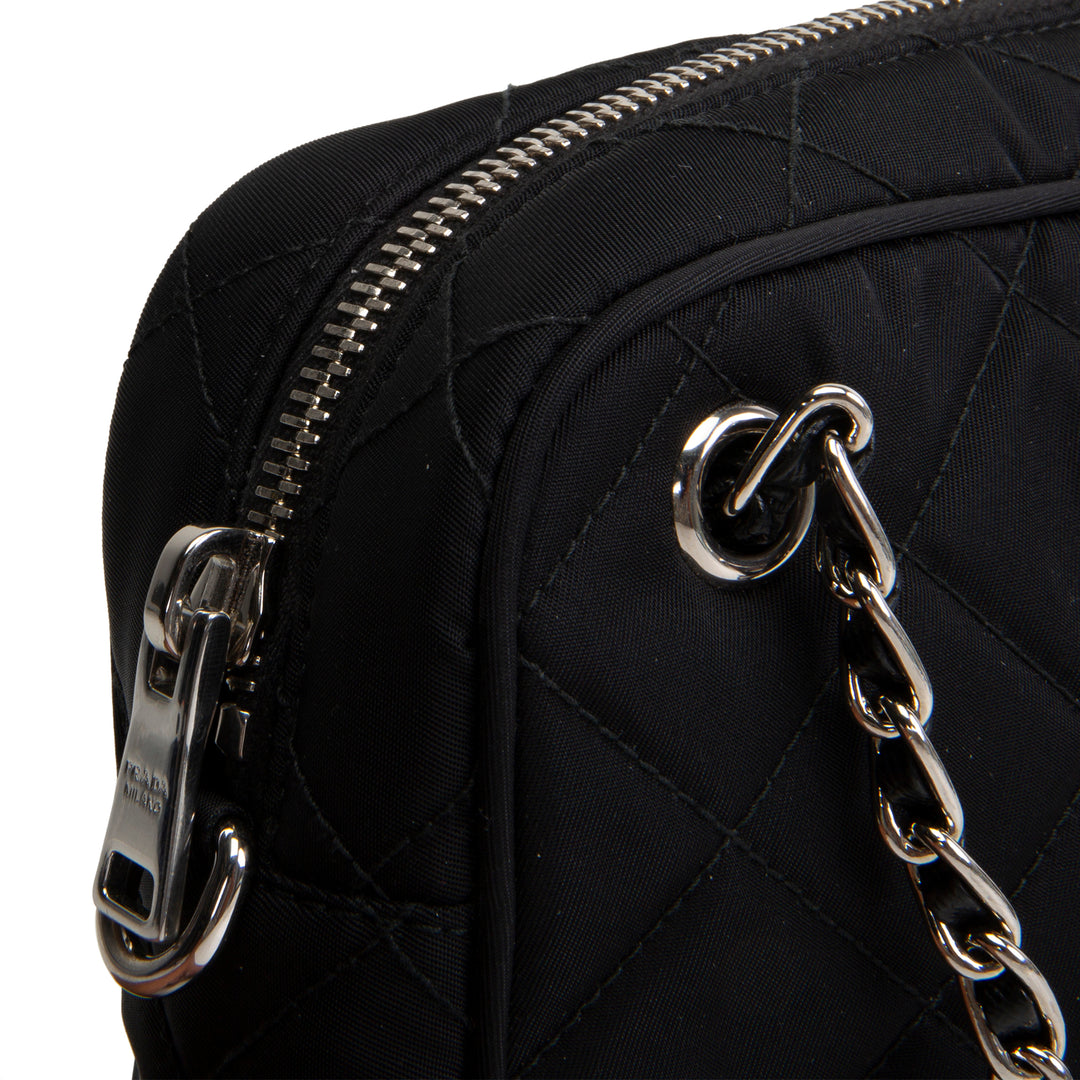 PRADA Tessuto Nylon Impuntu Shoulder Bag - Black