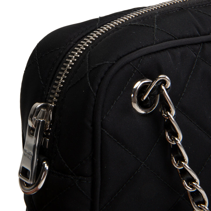 PRADA Tessuto Nylon Impuntu Shoulder Bag - Black