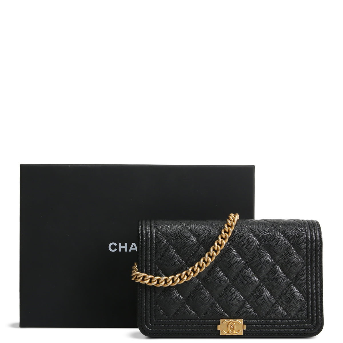 CHANEL Boy Wallet On Chain - Quilted Caviar