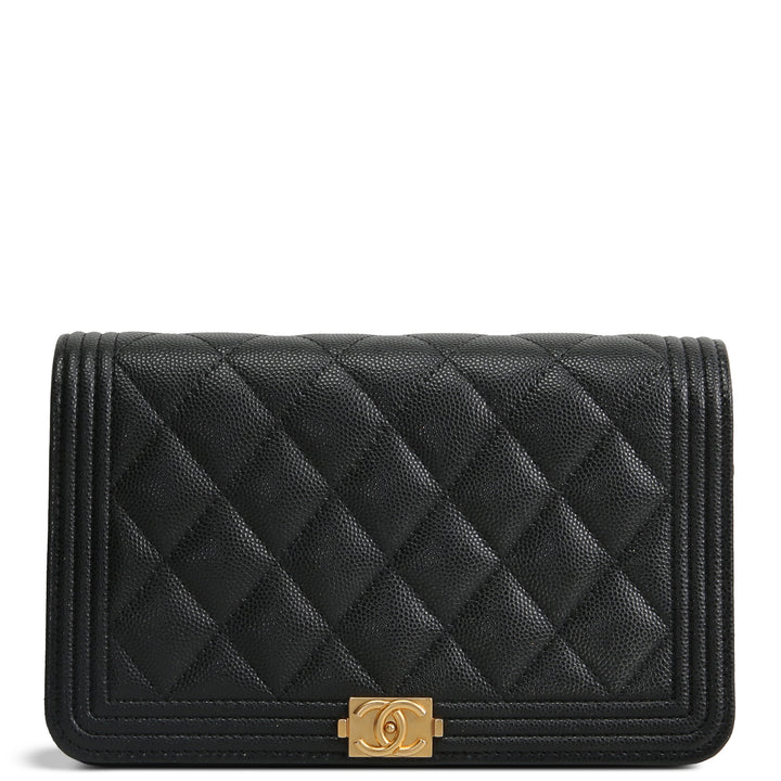 CHANEL Boy Wallet On Chain - Quilted Caviar