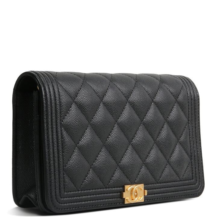 CHANEL Boy Wallet On Chain - Quilted Caviar
