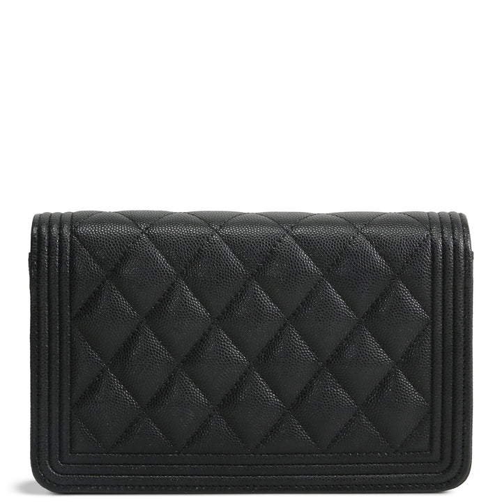 CHANEL Boy Wallet On Chain - Quilted Caviar