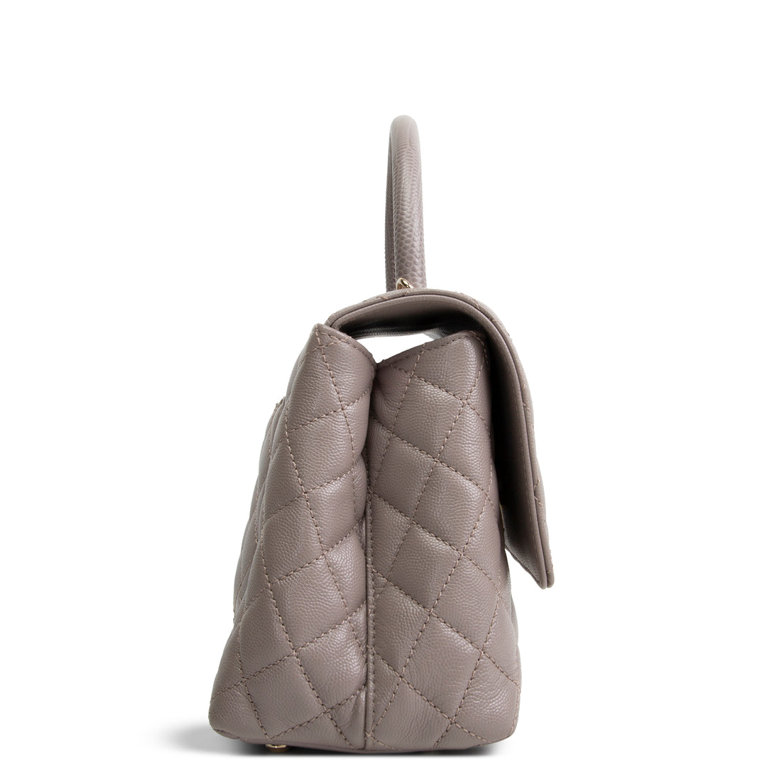 CHANEL Small Lizard Trimmed Coco Handle Shoulder Bag - Light Purple