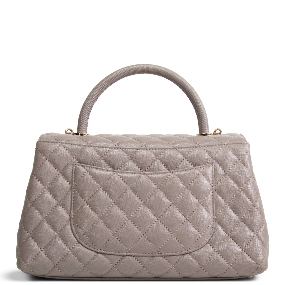 CHANEL Small Lizard Trimmed Coco Handle Shoulder Bag - Light Purple