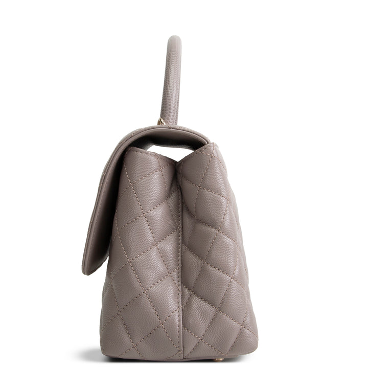 CHANEL Small Lizard Trimmed Coco Handle Shoulder Bag - Light Purple