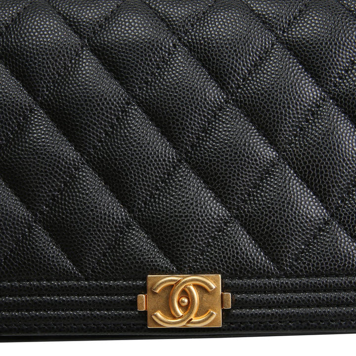 CHANEL Boy Wallet On Chain - Quilted Caviar