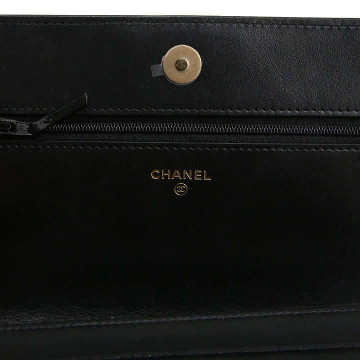 CHANEL Boy Wallet On Chain - Quilted Caviar