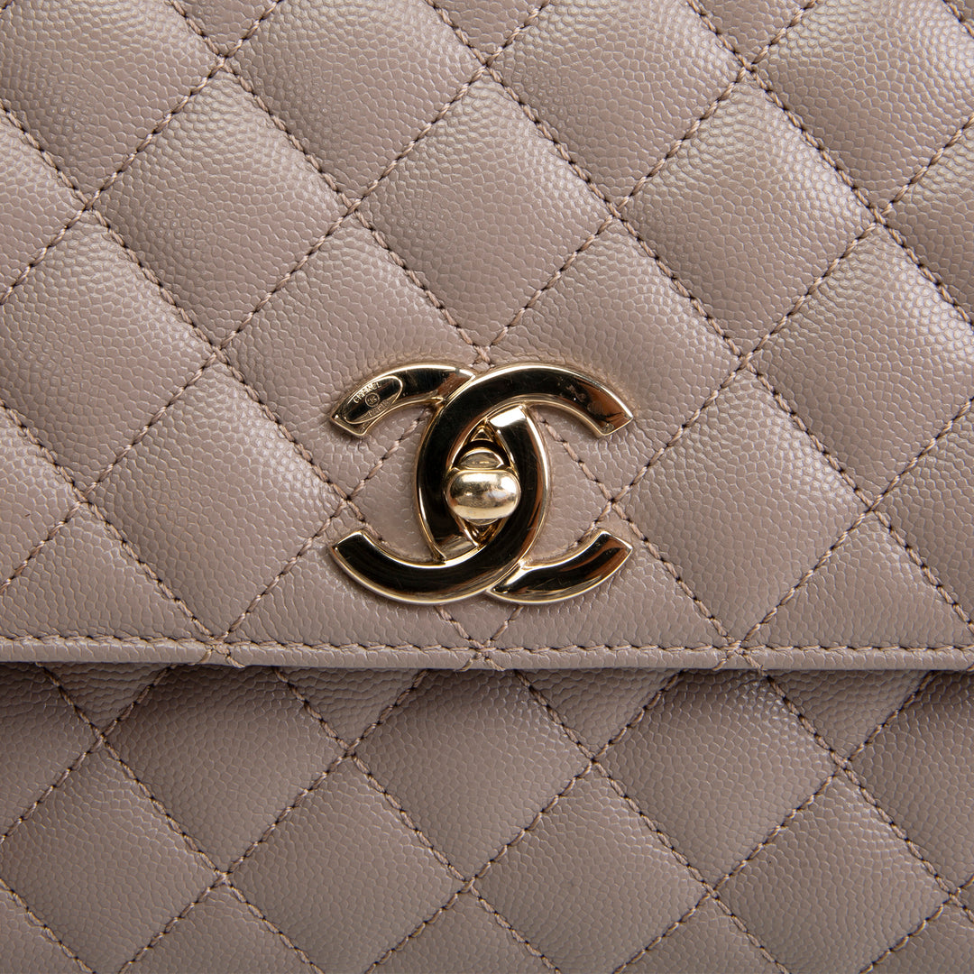 CHANEL Small Lizard Trimmed Coco Handle Shoulder Bag - Light Purple