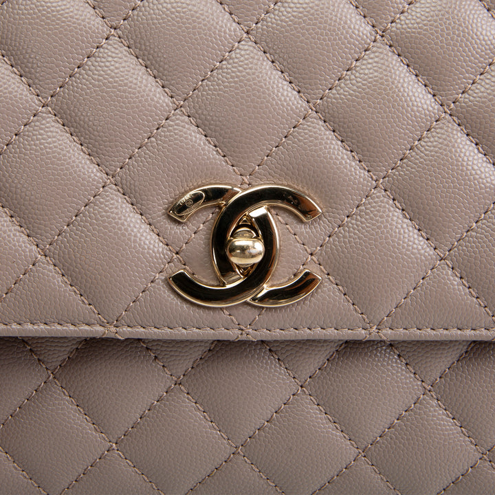 CHANEL Small Lizard Trimmed Coco Handle Shoulder Bag - Light Purple