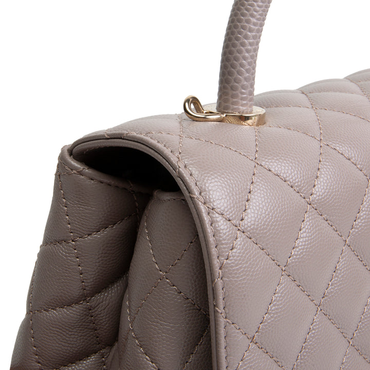 CHANEL Small Lizard Trimmed Coco Handle Shoulder Bag - Light Purple