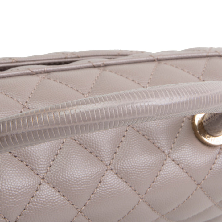 CHANEL Small Lizard Trimmed Coco Handle Shoulder Bag - Light Purple