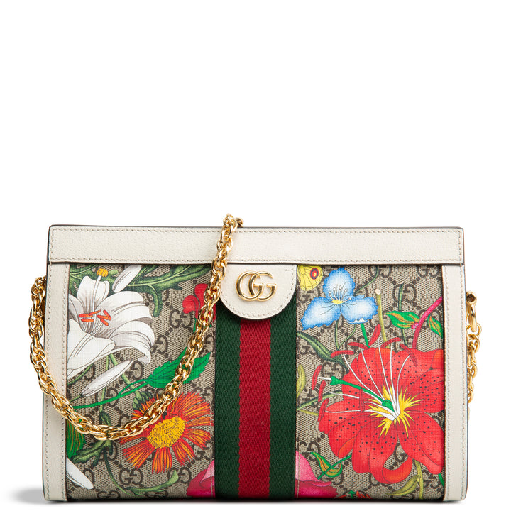 GUCCI GG Supreme Flora Ophida Chain Shoulder Bag