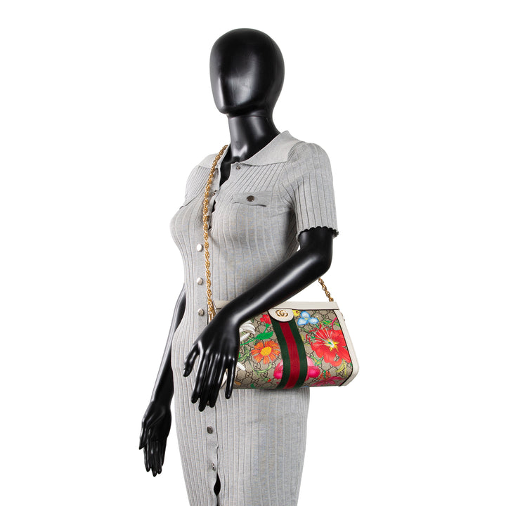 GUCCI GG Supreme Flora Ophida Chain Shoulder Bag