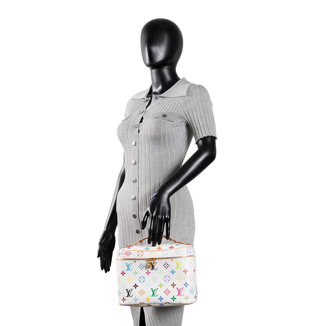 LOUIS VUITTON x Takashi Murakami Multicolore Nice BB Vanity - White