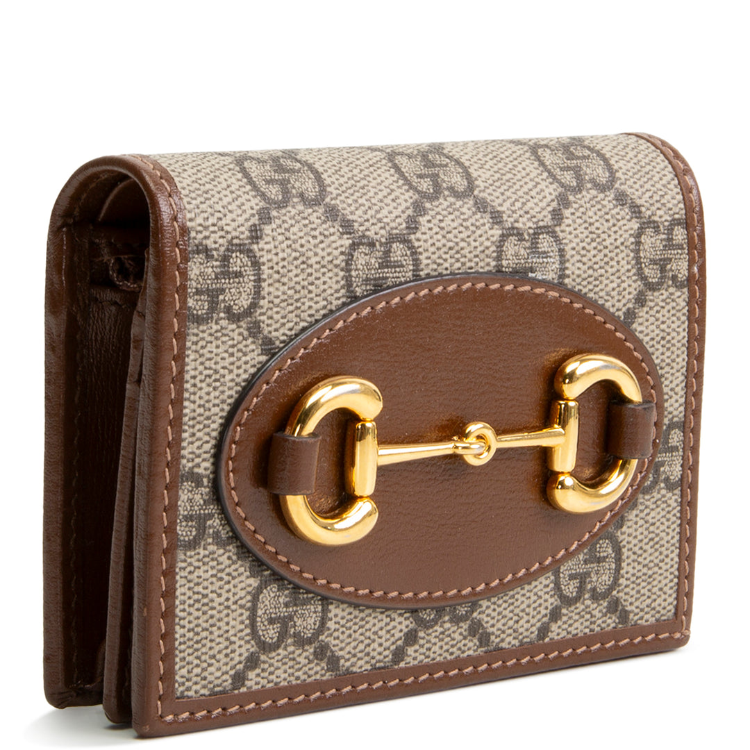 GUCCI GG Supreme Horsebit Compact Wallet