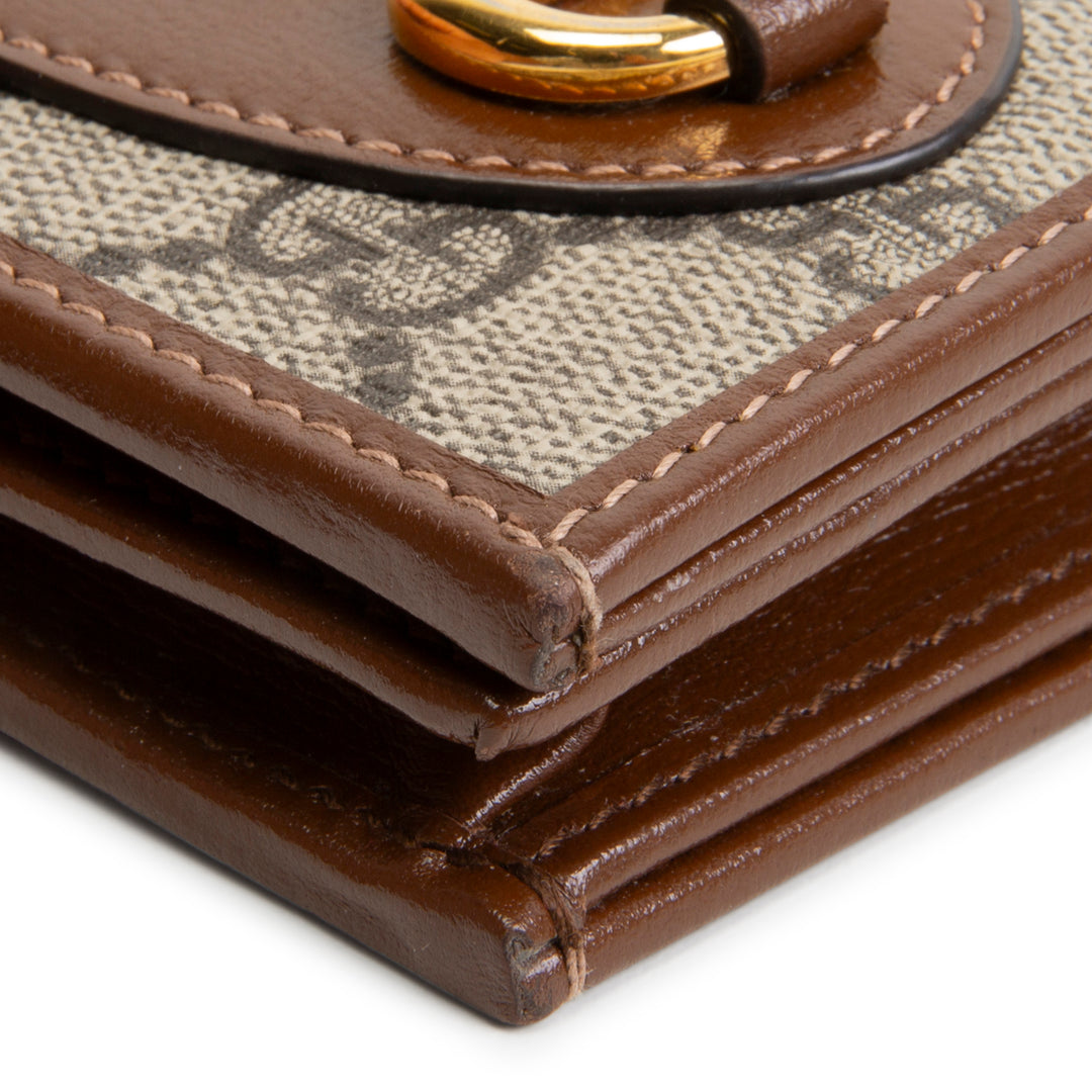 GUCCI GG Supreme Horsebit Compact Wallet