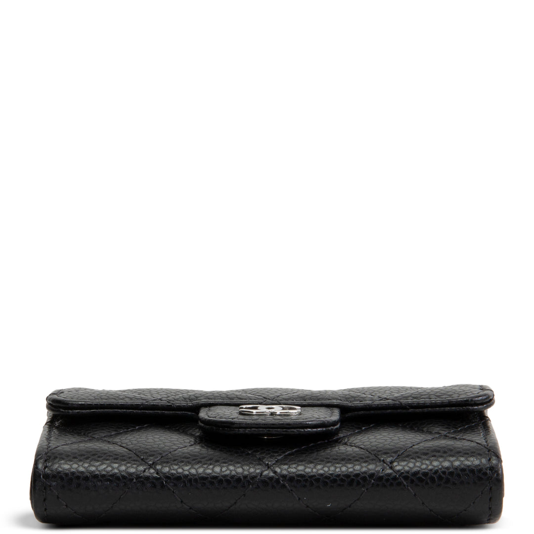 CHANEL Interlocking CC Card Holder Wallet Quilted Caviar